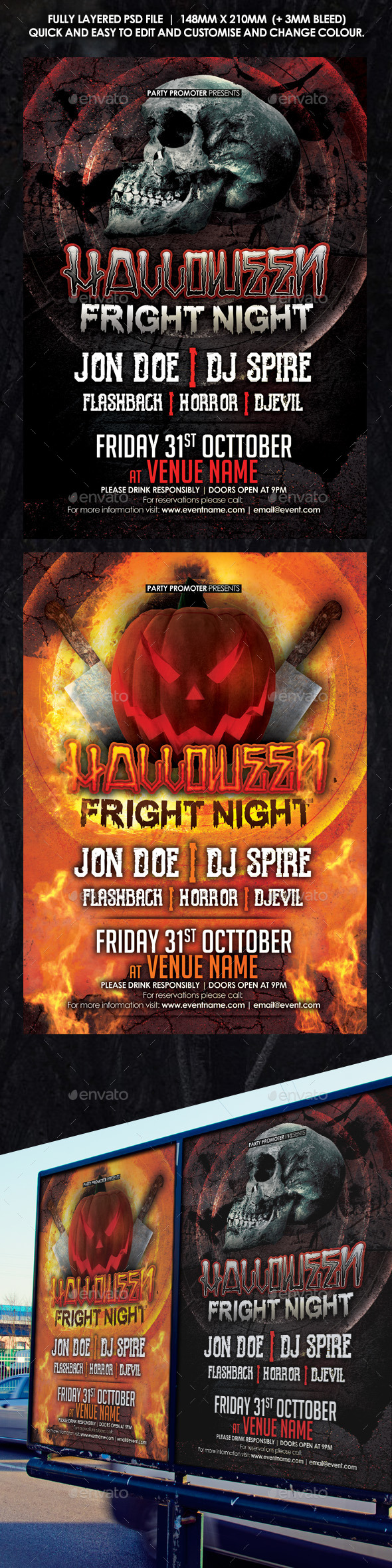 Halloween Fright Night Two Flyer Pack - Holidays Events