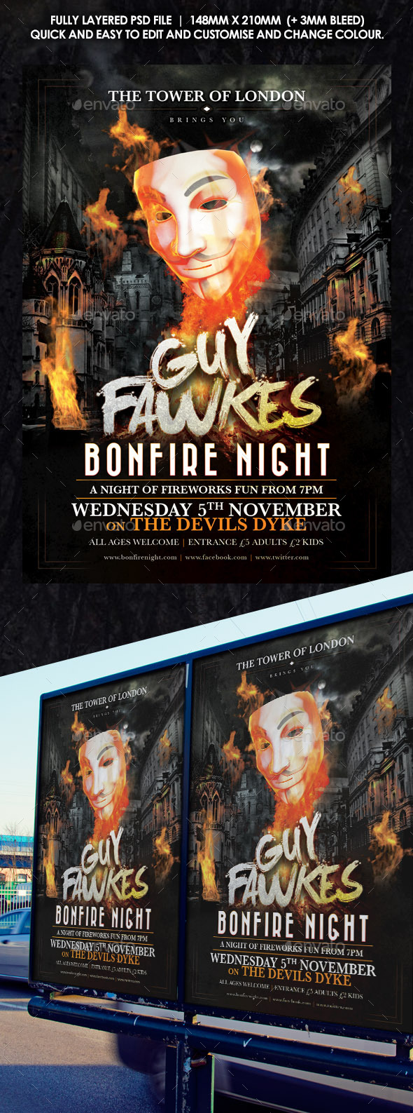 Guy Fawkes Bonfire Flyer - Holidays Events