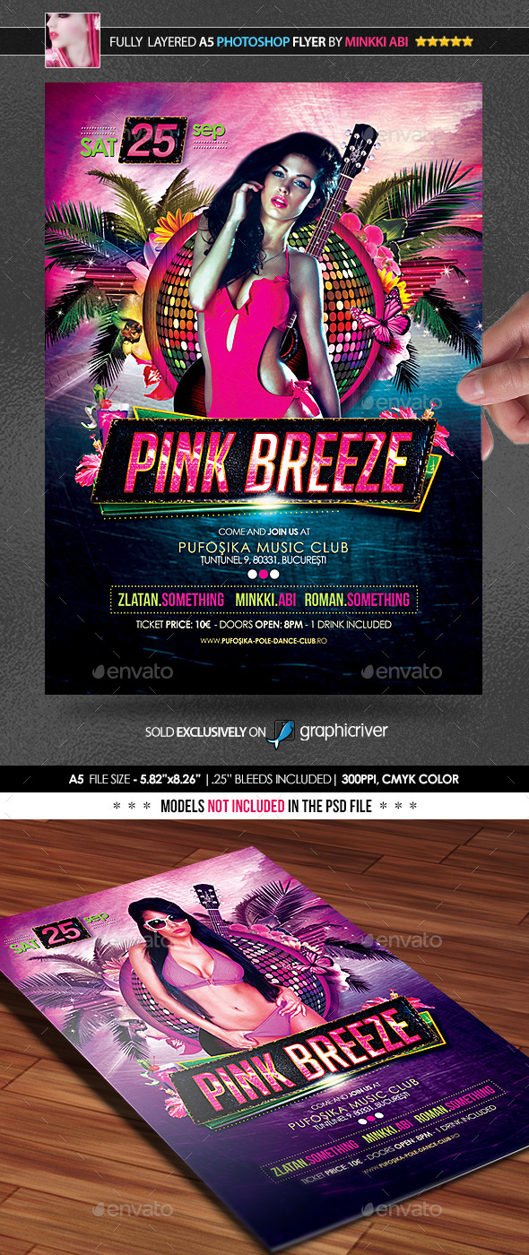 Pink Breeze Poster/Flyer - Clubs & Parties Events