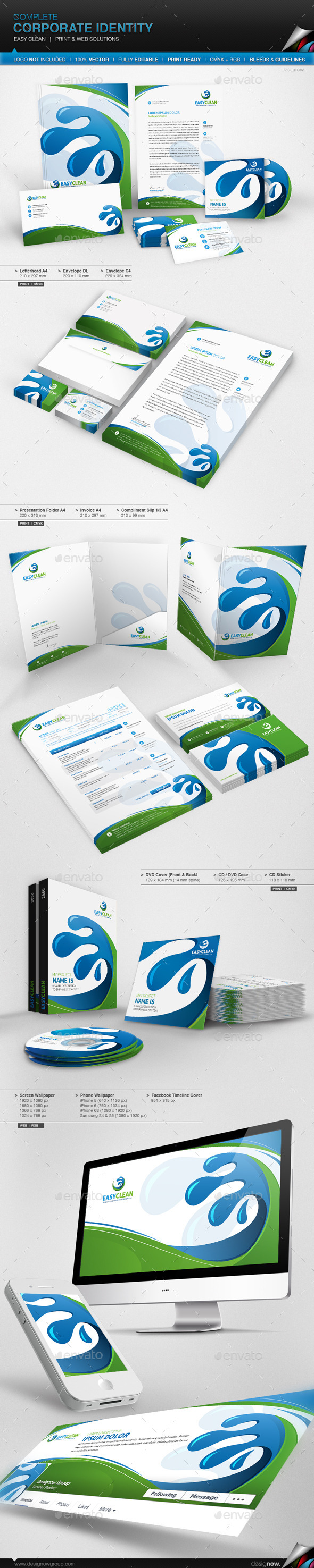 Corporate Identity - Easy Clean - Stationery Print Templates