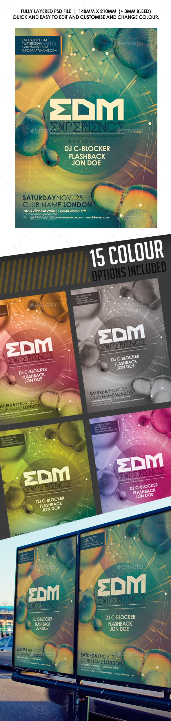 EDM Experience Flyer - Clubs & Parties Events