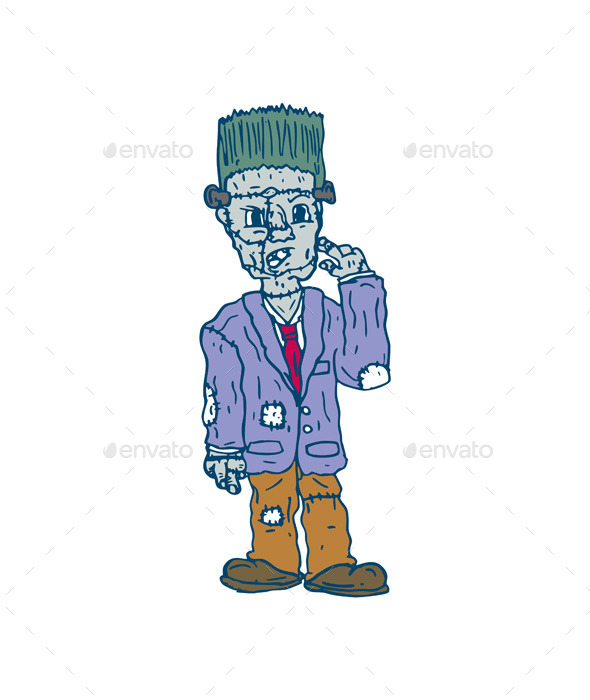 Frankenstein Monster Standing Cartoon - People Characters