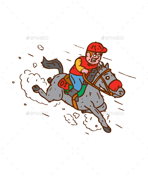 Jockey Horse Racing Cartoon - Sports/Activity Conceptual