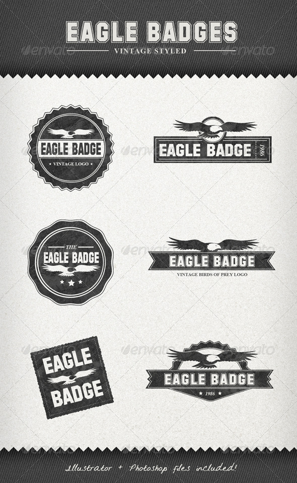 Eagle Badges – Vintage Style Labels - Badges & Stickers Web Elements