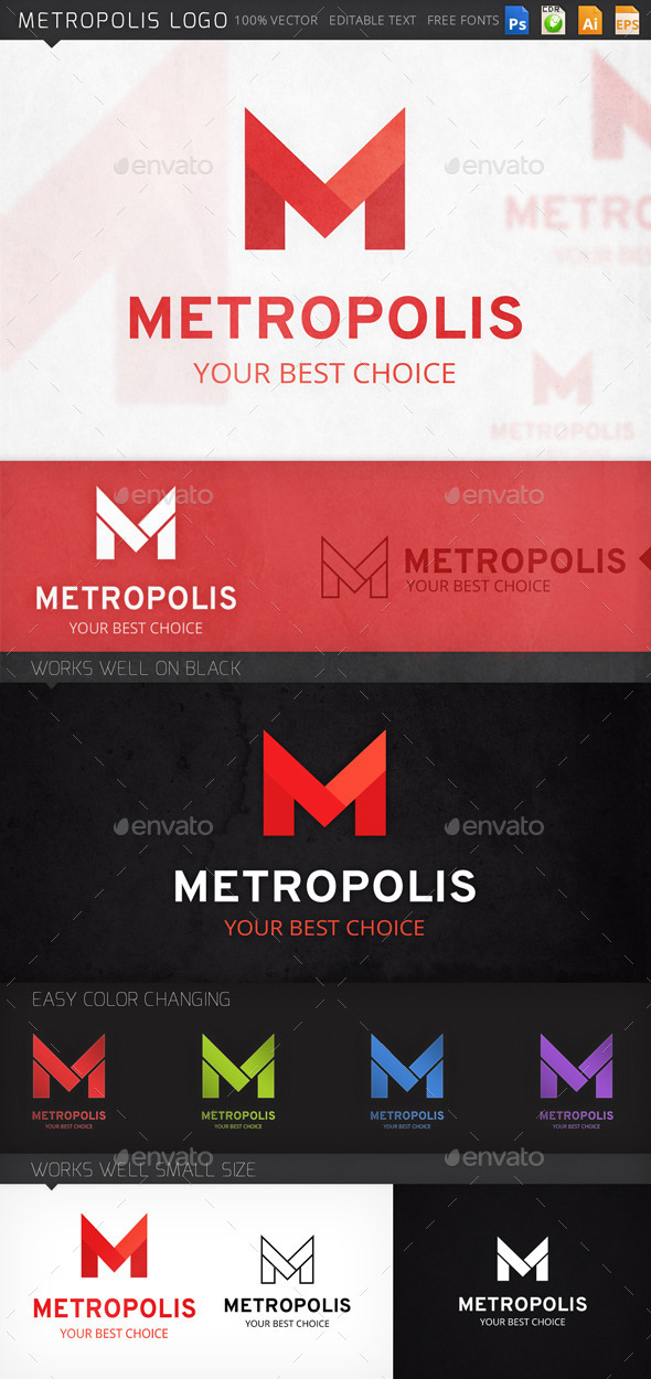 Metropolis Letter M Logo Template - Letters Logo Templates