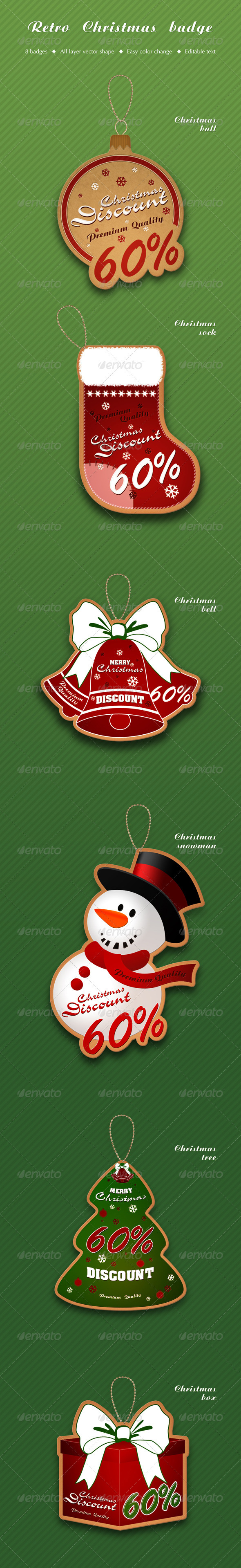 Retro Christmas badge - Badges & Stickers Web Elements