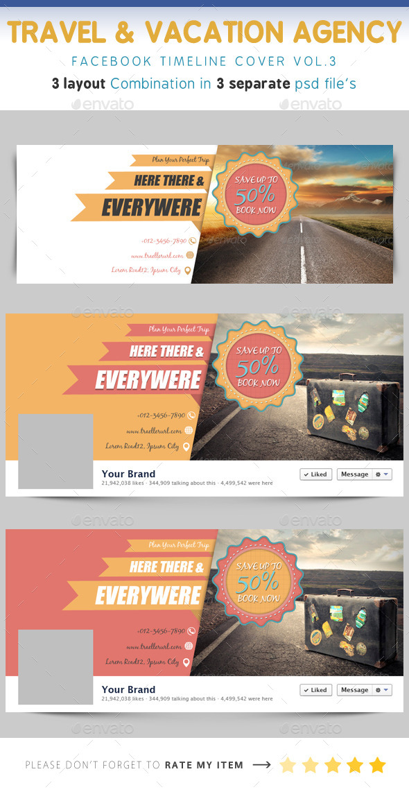 Travel & Vacation Timeline Vol.3 - Facebook Timeline Covers Social Media