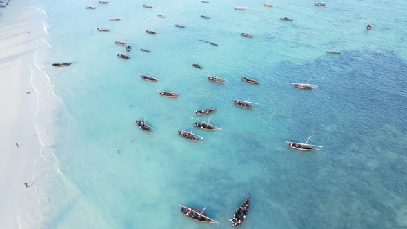 Boats in the Ocean Near the Coast of Zanzibar Tanzania Slow Motion alt