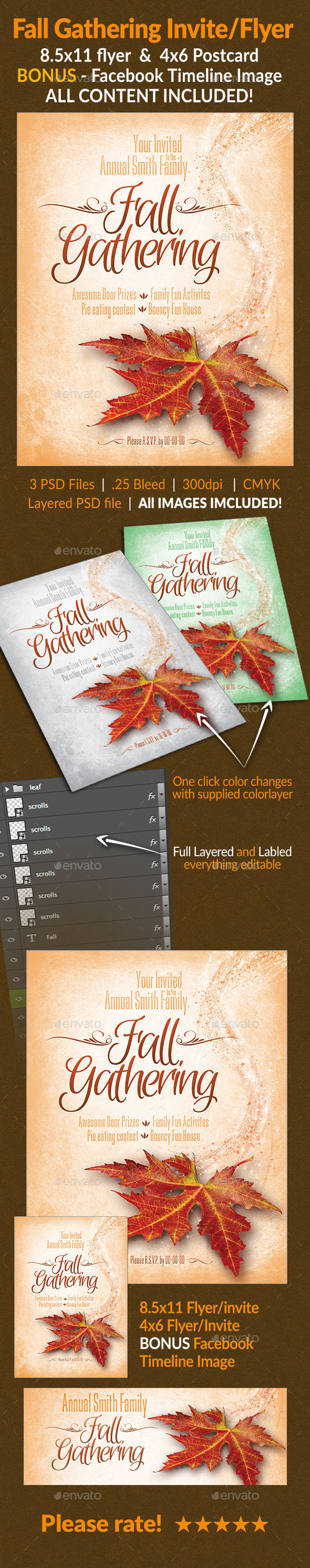 Fall Gathering Invite/Flyer Set - Holidays Events