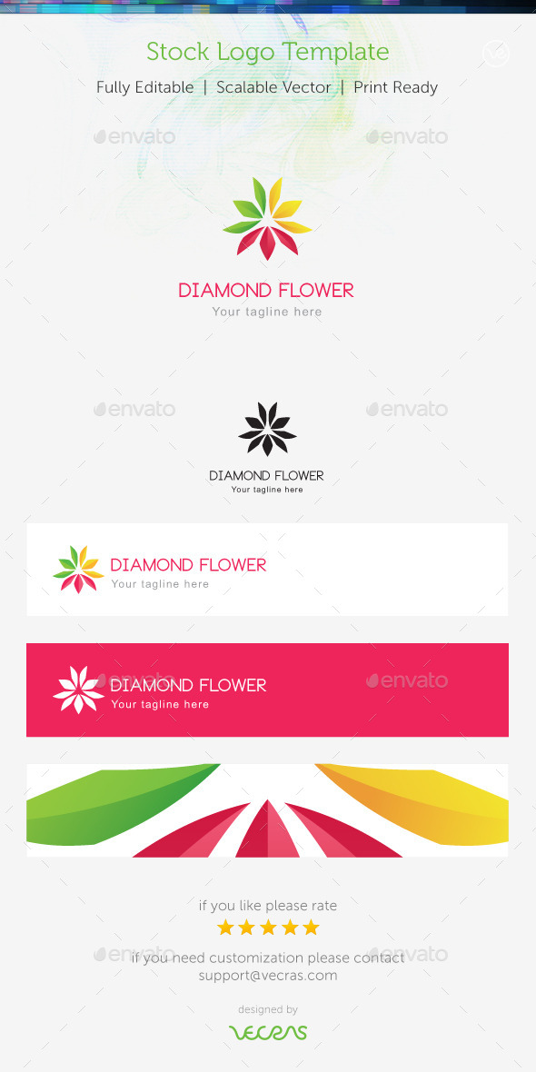 Diamond Flower Stock Logo Template - Nature Logo Templates