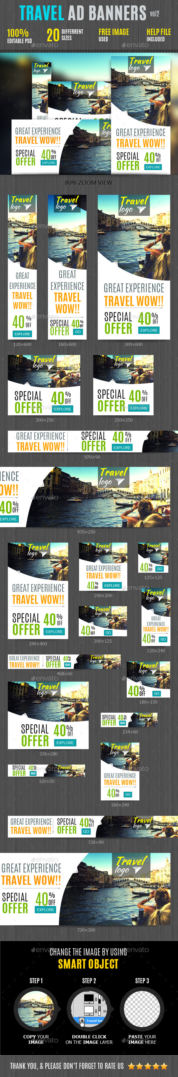 Travel Web Ad Marketing Vol 2 - Banners & Ads Web Elements