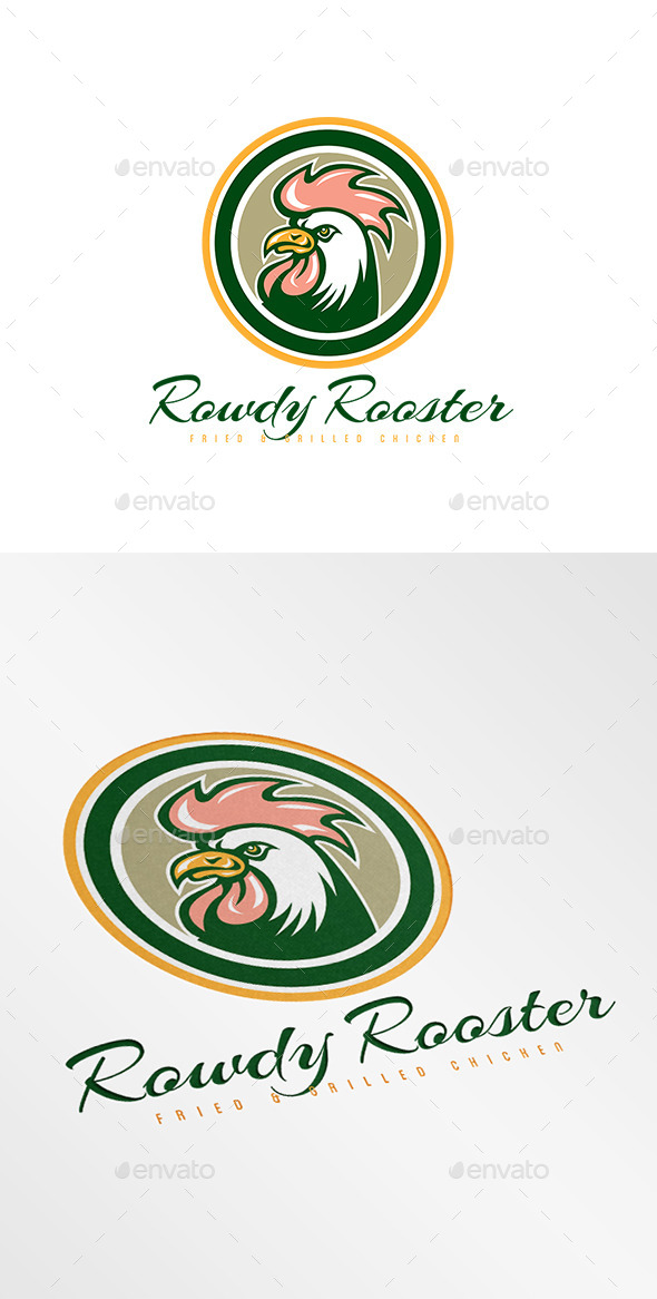 Rowdy Rooster Fried Chicken Logo - Animals Logo Templates
