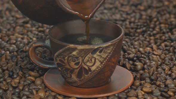 Coffee Poured Into A Cup