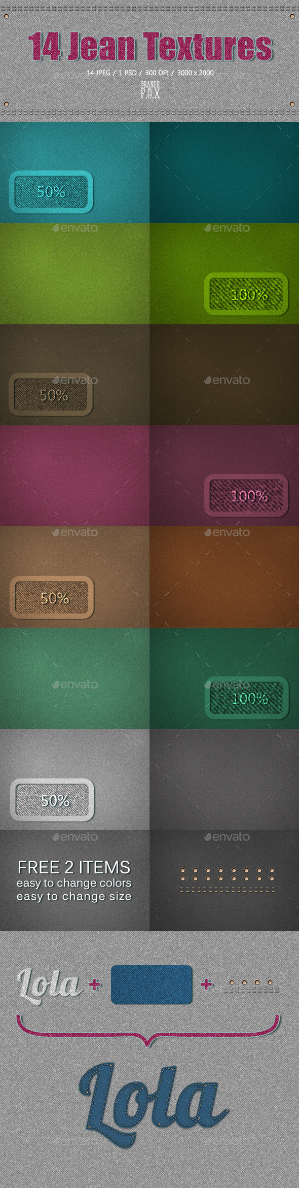 14 Jean Textures - Backgrounds Graphics