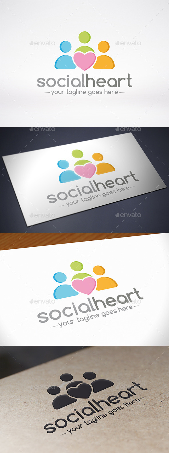 Social Love Logo Template - Humans Logo Templates