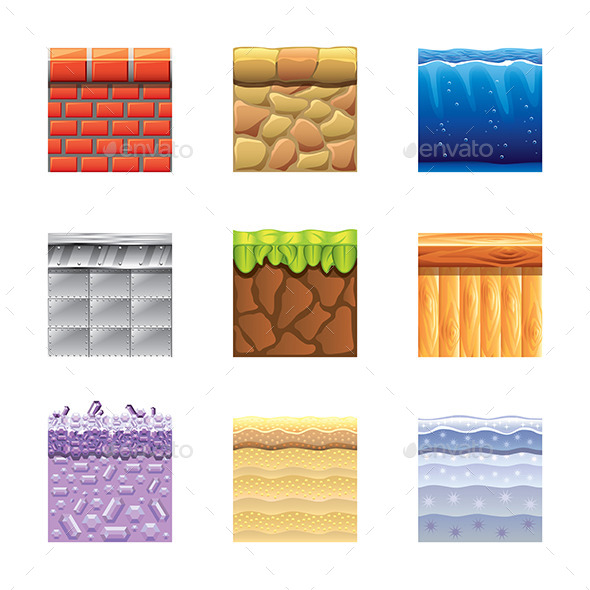 Textures for Platformers Icons Vector Set - Backgrounds Business