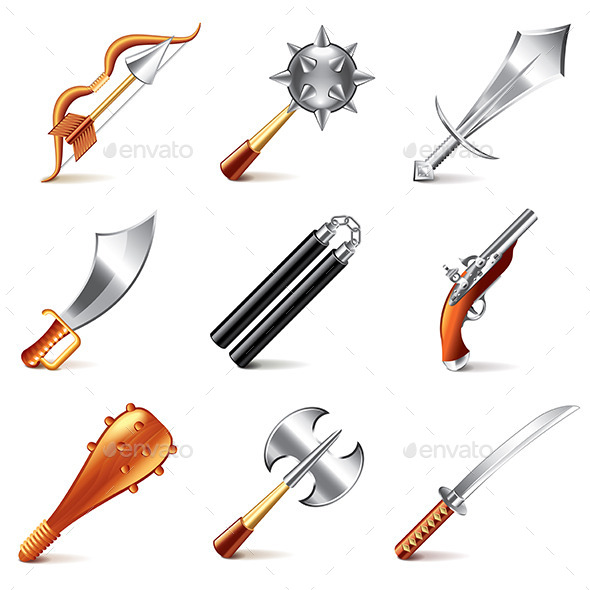 Old Weapons for Games Icons - Miscellaneous Vectors
