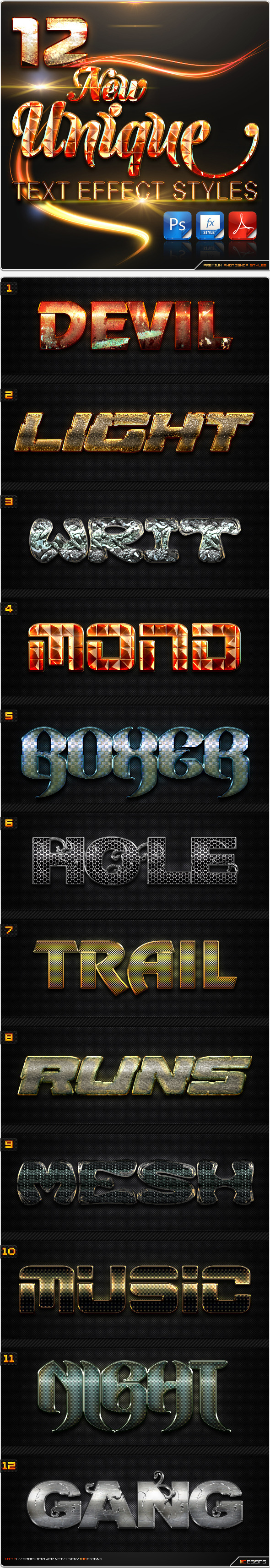 12 New Unique Text Effect Styles - Text Effects Styles