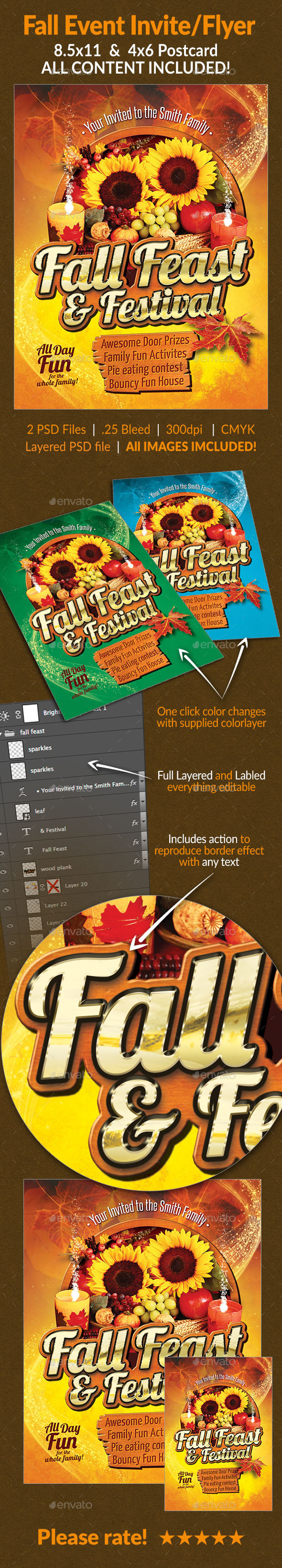Fall Feast Invite/Flyer Set - Holidays Events