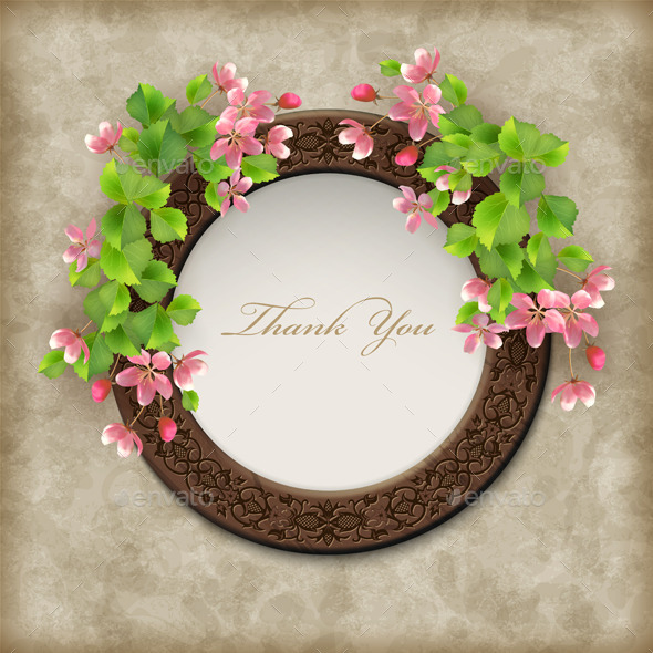Vector Floral Thank you Card - Flowers & Plants Nature