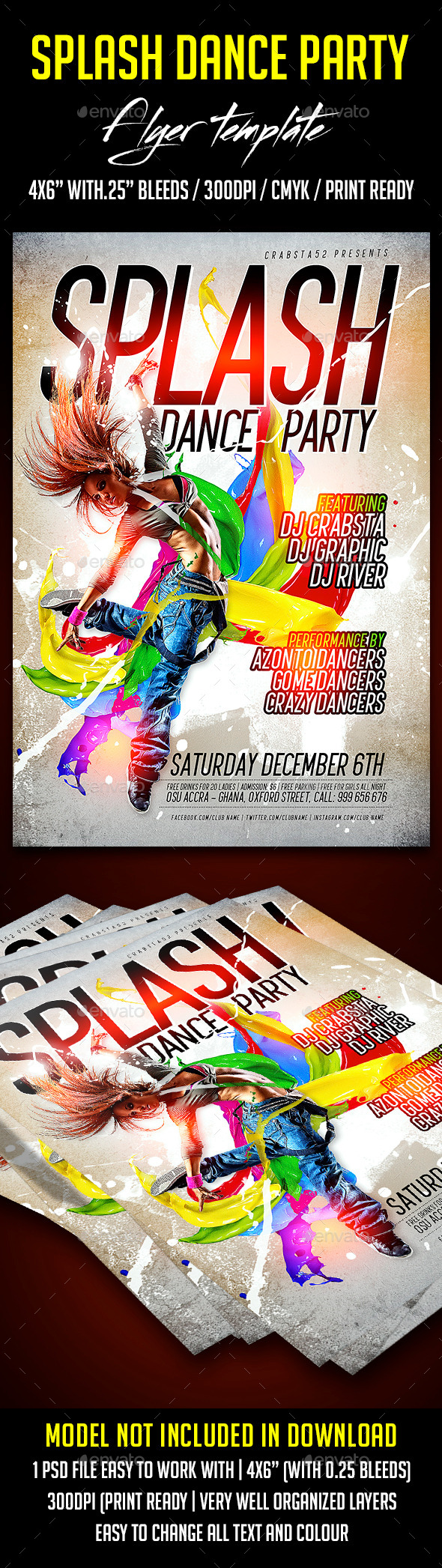 Splash Dance Party Flyer Template - Clubs & Parties Events