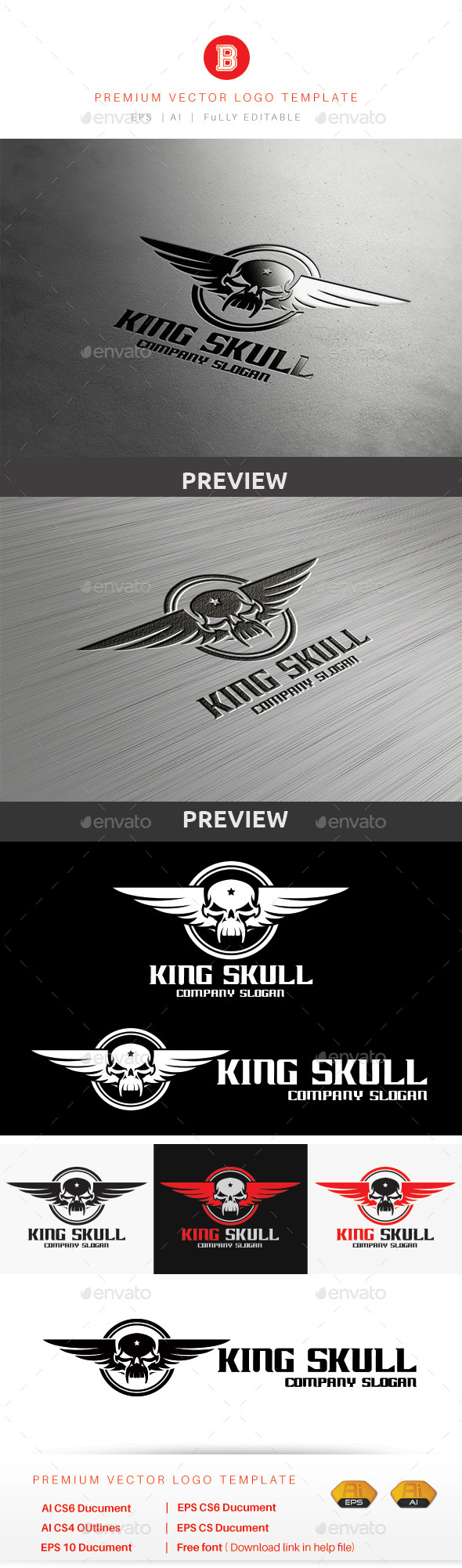 King Skull - Humans Logo Templates