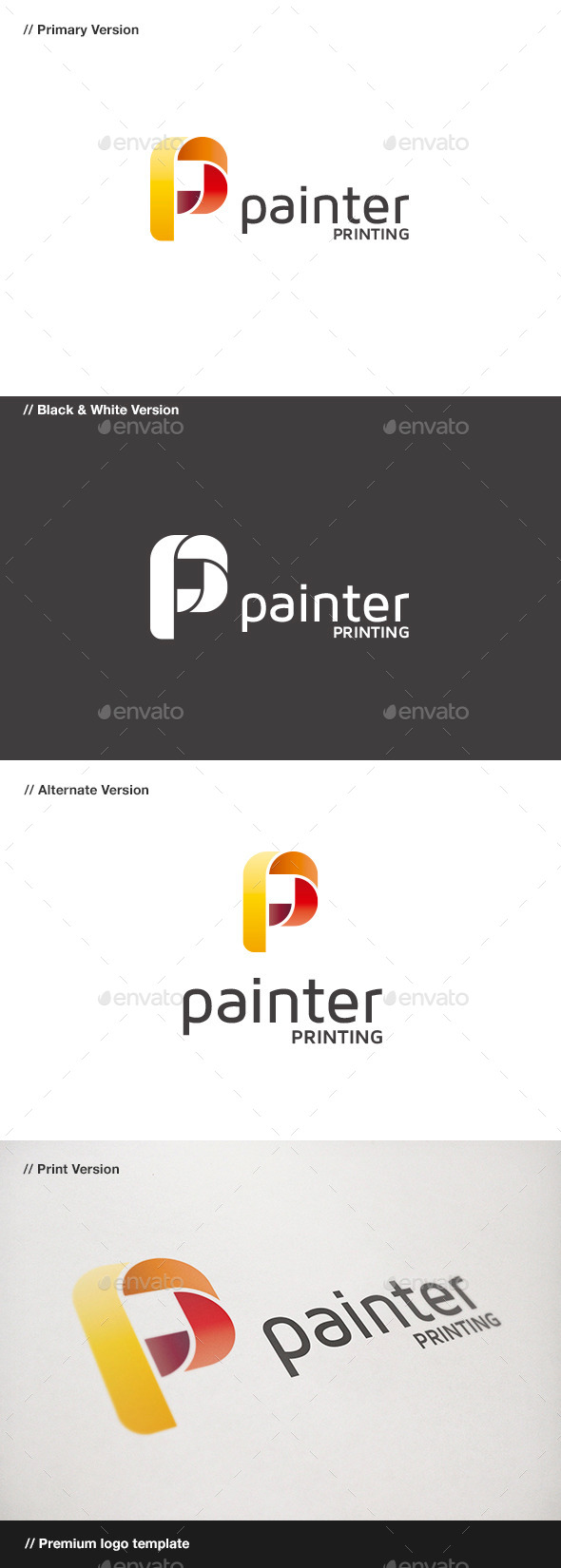 Painter - P Letter Logo - Letters Logo Templates
