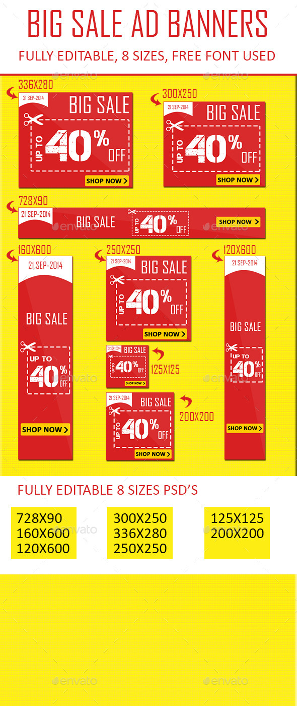 Flat Color Sale Web Banner Ads - Banners & Ads Web Elements