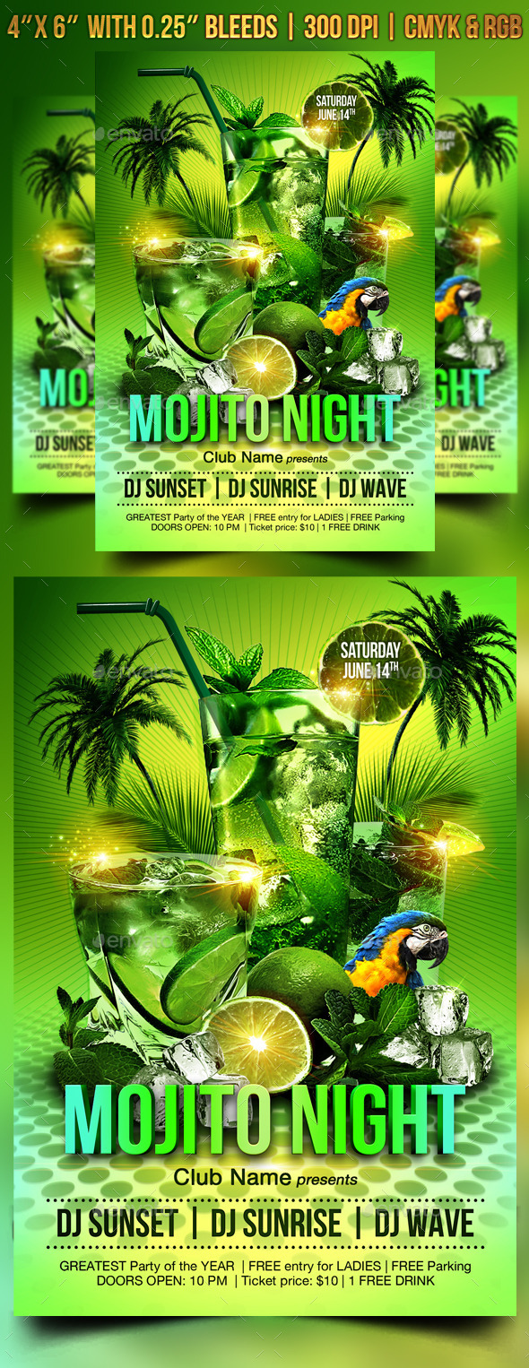 Mojito Night Flyer Template - Clubs & Parties Events