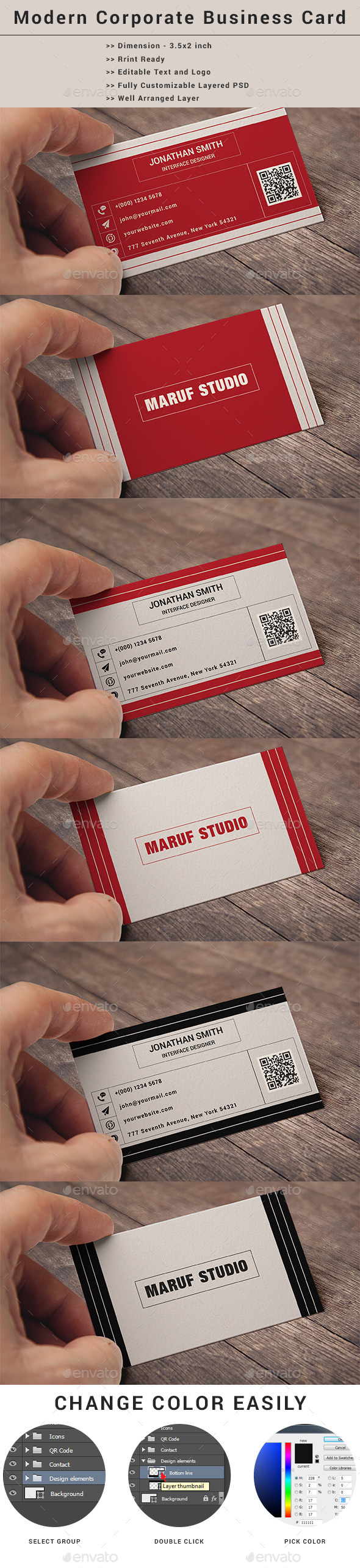 Modern Corporate Business Card Template - Corporate Business Cards