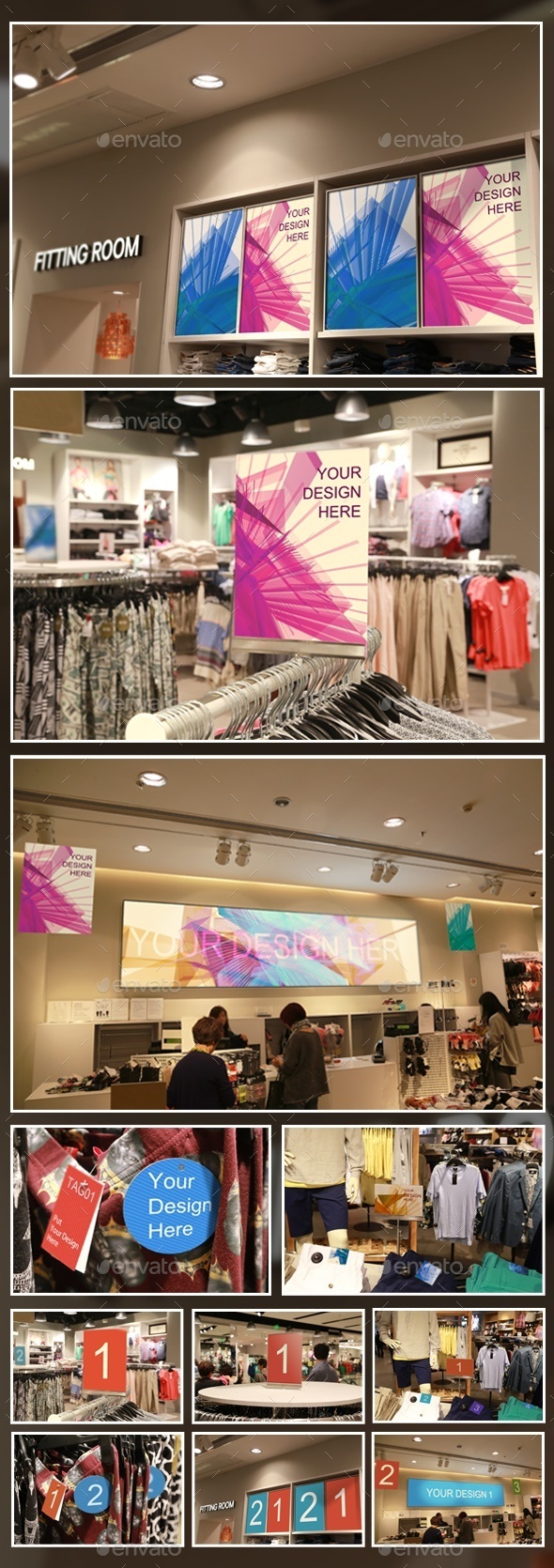 Clothing Store Posters/Tags Mockups - Product Mock-Ups Graphics