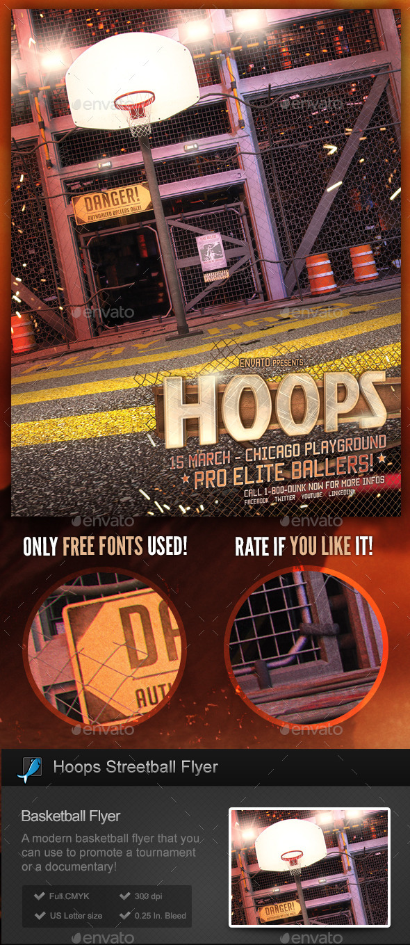 Hoops! Streetball / Basketball Flyer Template - Sports Events