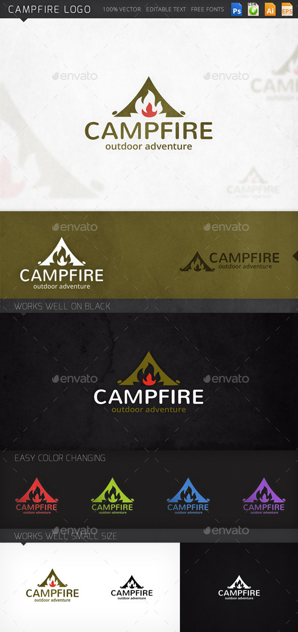 Campfire Traveling Survival Logo Template - Objects Logo Templates