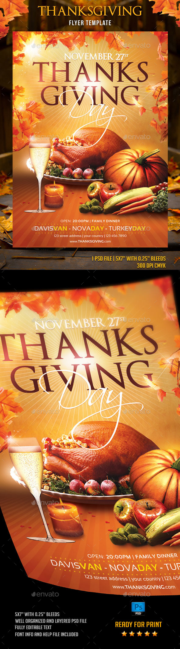 Thanksgiving Day Flyer Template - Flyers Print Templates