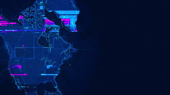 Abstract Digital Glitch In North America Map alt