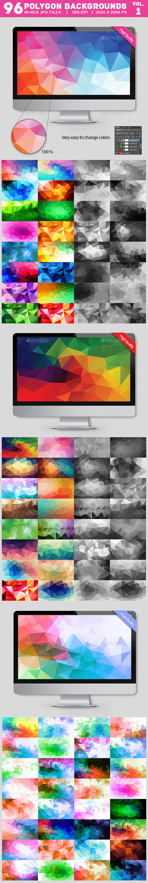 96 Polygon Backgrounds Bundle - Backgrounds Graphics
