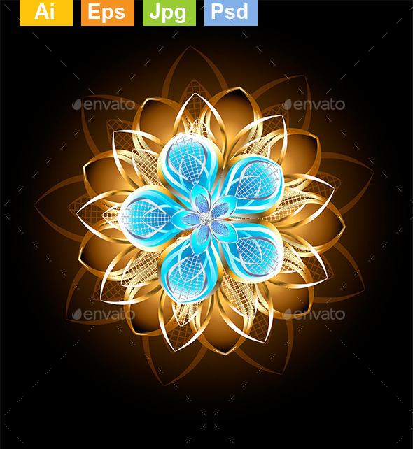 Abstract Turquoise Flower - Decorative Symbols Decorative