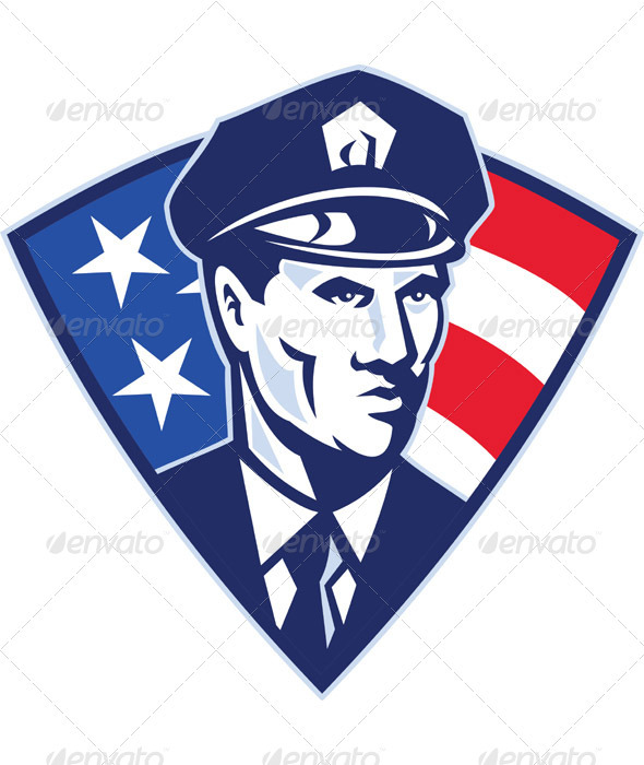 American Policeman Security Officer Shield - People Characters