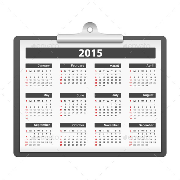 2015 Calendar - Objects Vectors