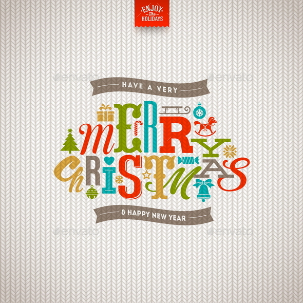 Christmas Type Design on a Knitted Background - Christmas Seasons/Holidays