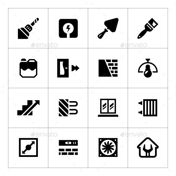 Set Icons of Repair and Building - Man-made objects Objects