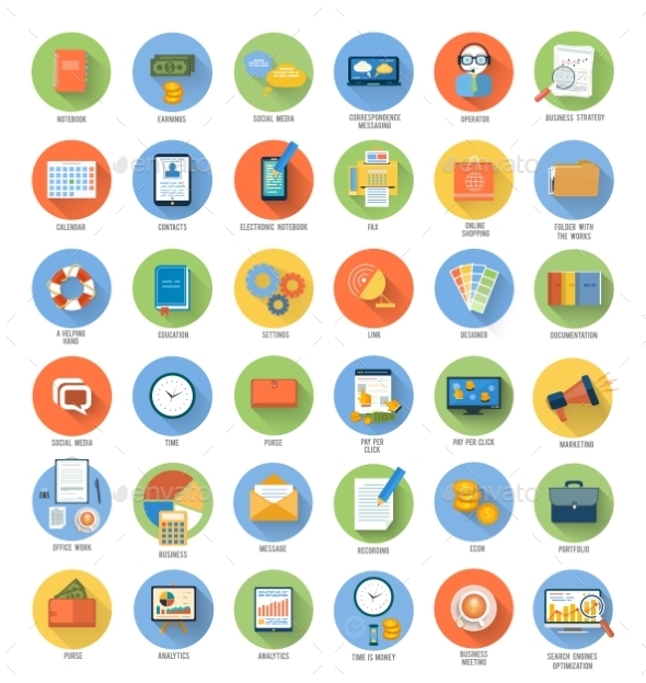 Set for Business and Office Applications Icons - Concepts Business