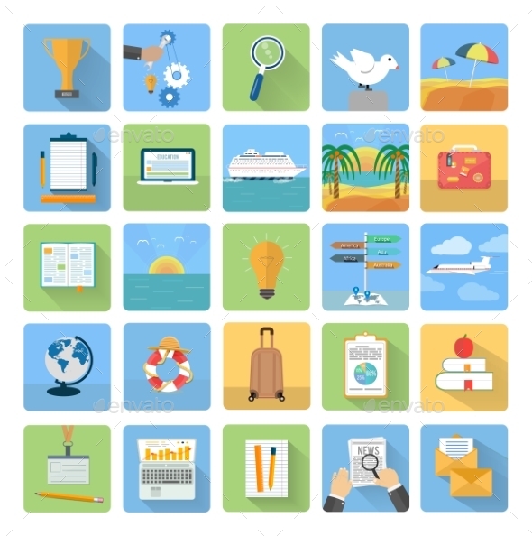 Traveling Vacation Icons - Travel Conceptual