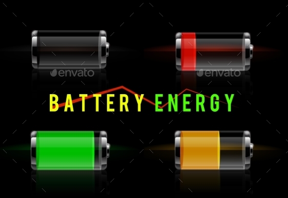 Glossy Transparent Battery Level Indicator - Technology Conceptual