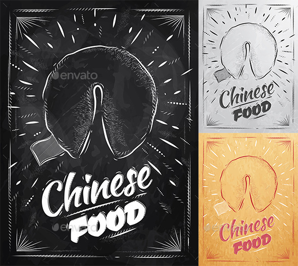 Poster Chinese Cookies in Retro Style - Food Objects