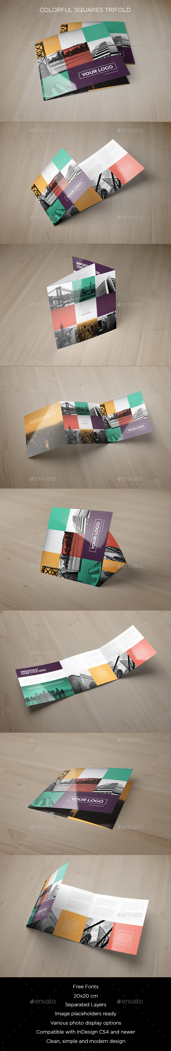 Colorful Squares Trifold - Brochures Print Templates