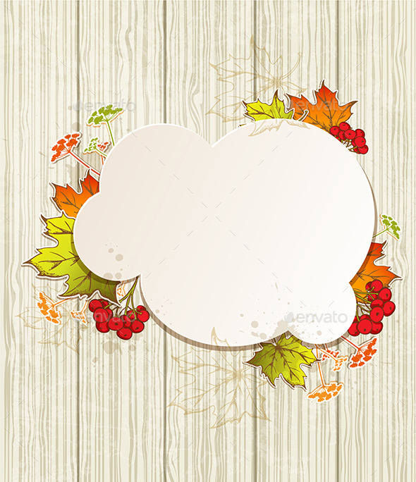 Background with Leaves and Red Viburnum - Seasons Nature