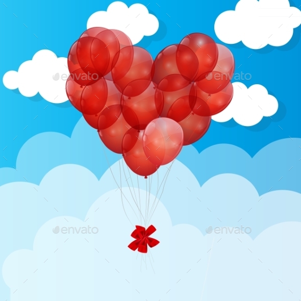Balloon Heart Vector Illustration Background - Birthdays Seasons/Holidays