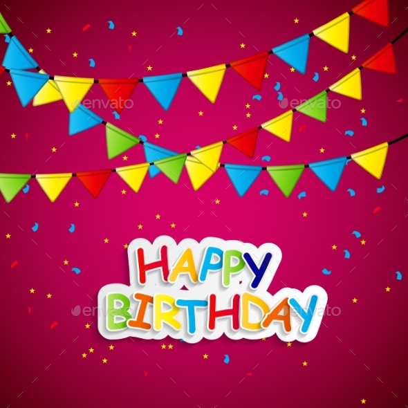 Party Flag Background Vector Illustration. - Birthdays Seasons/Holidays
