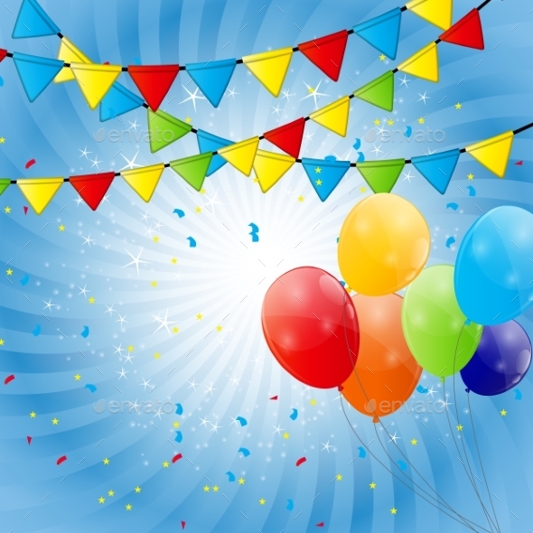 Color Glossy Balloons Background Vector Illustration - Birthdays Seasons/Holidays